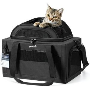 imagePecute Expandable Pet Carrier Airline Approved Dog Cat Carrier Breathable SoftSided with Locking Zippers Pet Travel Bag for Small Dog Cat Leakproof Pee Pad Dark GreenDark Gray