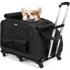 imagePecute Cat Carrier with Wheels Large Space Dog Carrier up to 40lbsPet Stroller for Short Legged DogsDog Crate for Medium Small DogsSuitable for Dachshund French Bulldog Basset Hound Corgi