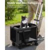 imagePecute Cat Carrier with WheelsSteel Wire Frame Cat Carrier Stable Pet Trolley for Cats Pet Handbag and Stroller Bag Portable Cat Bag for Travel Bus Subway GreenDark Grey