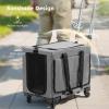 imagePecute Cat Carrier with WheelsSteel Wire Frame Cat Carrier Stable Pet Trolley for Cats Pet Handbag and Stroller Bag Portable Cat Bag for Travel Bus Subway GreenLight Grey