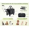 imagePecute Cat Carrier with WheelsSteel Wire Frame Cat Carrier Stable Pet Trolley for Cats Pet Handbag and Stroller Bag Portable Cat Bag for Travel Bus Subway GreenDark Grey
