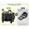 imagePecute Cat Carrier with WheelsSteel Wire Frame Cat Carrier Stable Pet Trolley for Cats Pet Handbag and Stroller Bag Portable Cat Bag for Travel Bus Subway GreenDark Grey