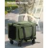 imagePecute Cat Carrier with WheelsSteel Wire Frame Cat Carrier Stable Pet Trolley for Cats Pet Handbag and Stroller Bag Portable Cat Bag for Travel Bus Subway GreenGreen