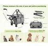imagePecute Cat Carrier with WheelsSteel Wire Frame Cat Carrier Stable Pet Trolley for Cats Pet Handbag and Stroller Bag Portable Cat Bag for Travel Bus Subway GreenLight Grey
