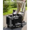 imagePecute Cat Carrier with WheelsSteel Wire Frame Cat Carrier Stable Pet Trolley for Cats Pet Handbag and Stroller Bag Portable Cat Bag for Travel Bus Subway GreenLight Grey