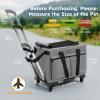 imagePecute Cat Carrier with WheelsSteel Wire Frame Cat Carrier Stable Pet Trolley for Cats Pet Handbag and Stroller Bag Portable Cat Bag for Travel Bus Subway GreenLight Grey