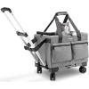 imagePecute Cat Carrier with WheelsSteel Wire Frame Cat Carrier Stable Pet Trolley for Cats Pet Handbag and Stroller Bag Portable Cat Bag for Travel Bus Subway GreenLight Grey
