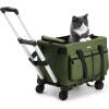 imagePecute Cat Carrier with WheelsSteel Wire Frame Cat Carrier Stable Pet Trolley for Cats Pet Handbag and Stroller Bag Portable Cat Bag for Travel Bus Subway GreenGreen