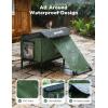 imagePecute Heated Outdoor Cat House with Heating Pad  Weatherproof Insulated Winter Shelter for Outside Feral Cats Cathouse with 2 Exits Reinforced Metal Frame Expanded Canopy for Porch Garage BarnSmall