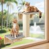 imagePecute 2in1 Large Cat Window Perch ampamp Wall Shelves Cat Hammock Window with Solid Wood Strong Suction Cup Washable Cover Mat Window seat Indoor Cats Perch Bed for Birds Watching Inside 21quotx11quotCarpet M with Sisal Post
