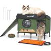 imagePecute Heated Outdoor Cat House with Heating Pad  Weatherproof Insulated Winter Shelter for Outside Feral Cats Cathouse with 2 Exits Reinforced Metal Frame Expanded Canopy for Porch Garage BarnLarge
