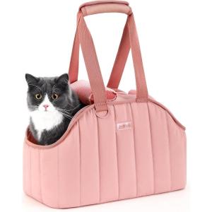 imagePecute Dog Purse Carrier Dog Carriers for Small Dogs with Cotton Soft Sided Cat Carrier with Large Pockets Comfortable Pet Carrier for Rabbit Suitable for Travel Subway Veterinary PinkPink