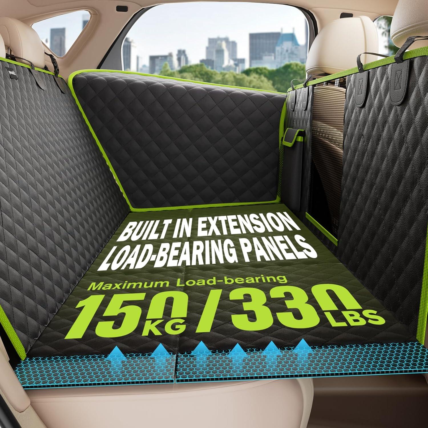 imagePecute Back Seat Extender for Dogs 5629  2874 in Car Window Fixing for Maximum Car Protection Leather Fabric Dog Car Seat Cover for Back Seat Waterproof ScratchResistant Support to 330 lbsfull surrounded style