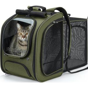 imagePecute Cat Backpack Carrier Expandable Large Space Cat Bubble Backpack Breathable Cat Carrier Shaded Dog Backpack Carrier for Travel Hiking Suitable for Shopping and Vet GreenGreen Expandable