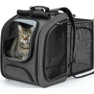 imagePecute Cat Backpack Carrier Expandable Large Space Cat Bubble Backpack Breathable Cat Carrier Shaded Dog Backpack Carrier for Travel Hiking Suitable for Shopping and Vet GreenGray Expandable