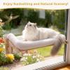 imagePecute Foldable Cat Window Perch CloudSoft Cat Bed with Solid Wood Frame Strong Suction Cup Washable Cushion Stable Large Cats Hammock with Sided Bolster Cats Perch Indoor for Sunbathing WhiteWhite Cushion Cat Bed