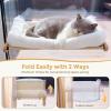 imagePecute Foldable Cat Window Perch CloudSoft Cat Bed with Solid Wood Frame Strong Suction Cup Washable Cushion Stable Large Cats Hammock with Sided Bolster Cats Perch Indoor for Sunbathing WhiteWhite Cushion Cat Bed