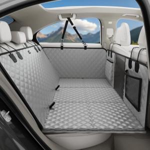 imageBack Seat Extender for Dogs 57  287 in Upgraded Sofa Leather Dog Car Seat Cover for Back Seat Foldable in the Car Hard PVC Panels Bottom Support to 330 lbs Full Coverage for Full Size TruckSUVdog hammock style gray