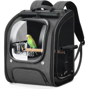 imagePecute Bird Backpack Carrier for Small Birds Cockatiel Parrot Bird Carrier with Standing Perch and Comfy Mat Breathable ampamp Portable Bird Backpack for Vet Visit Shopping and Outdoor AdventureBlueGrey