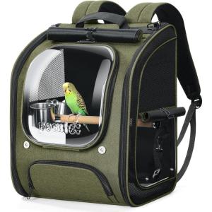 imagePecute Bird Backpack Carrier for Small Birds Cockatiel Parrot Bird Carrier with Standing Perch and Comfy Mat Breathable ampamp Portable Bird Backpack for Vet Visit Shopping and Outdoor AdventureBlueGreen