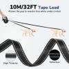 image:imagePecute 32ft Retractable Dog Leash with Reflective Strips OneButton Control amp Sturdiness Nylon Material Long Leash Retractable with Poop Bag Holder for Medium Large DogBlack