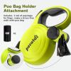 image:imagePecute 32ft Retractable Dog Leash with Reflective Strips OneButton Control amp Sturdiness Nylon Material Long Leash Retractable with Poop Bag Holder for Medium Large DogGreen