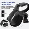 image:imagePecute 32ft Retractable Dog Leash with Reflective Strips OneButton Control amp Sturdiness Nylon Material Long Leash Retractable with Poop Bag Holder for Medium Large DogBlack