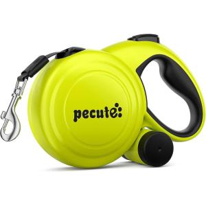 image:imagePecute 32ft Retractable Dog Leash with Reflective Strips OneButton Control amp Sturdiness Nylon Material Long Leash Retractable with Poop Bag Holder for Medium Large DogGreen
