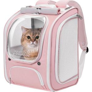 image:imagePecute Cat Backpack Carrier Large Space Cat Bubble Backpack Breathable Cat Carrier Shaded Dog Backpack Carrier Ergonomic 3D Design for Travel Hiking Suitable for Shopping and Vet PinkPink