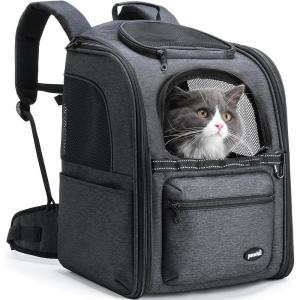 image:imagePecute Cat Backpack Carrier 30 Energy Saving Breathable Pet Backpack Foldable Ergonomic Travel Carrier for Cats and Small Dogs Ideal for Hiking Outdoor Trips amp Vet Visits