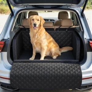 image:imagePecute SUV Cargo Liner for Dogs Water Resistan Pet Trunk Cover with Soft Cushion NonSlip Dog Back Seat Mat for SUVs Sedans with Bumper Flap Protector Padded BlackL