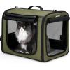 image:imagePecute Dog Car Carrier Light Weight 197169148in Dog Carrier Easy to Assemble Dog Car Crate Portable and BreathablePet Carrier for Indoor and Outdoor Dog Travel Crate with Curtain GrayGreen