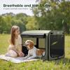 image:imagePecute Dog Car Carrier Light Weight 197169148in Dog Carrier Easy to Assemble Dog Car Crate Portable and BreathablePet Carrier for Indoor and Outdoor Dog Travel Crate with Curtain GrayGreen