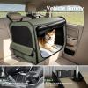 image:imagePecute Dog Car Carrier Light Weight 197169148in Dog Carrier Easy to Assemble Dog Car Crate Portable and BreathablePet Carrier for Indoor and Outdoor Dog Travel Crate with Curtain GrayGreen