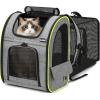 image:imagePecute Expandable Cat Backpack Carrier Backpack for Cats amp Small Dogs Up to 11lbs with 4Side Breathable Mesh MultiEntry amp Lockable Zippers for Travel Hiking Camping  Hands Free GreenGrey