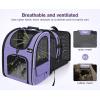 image:imagePecute Expandable Cat Backpack Carrier Backpack for Cats amp Small Dogs Up to 11lbs with 4Side Breathable Mesh MultiEntry amp Lockable Zippers for Travel Hiking Camping  Hands Free GreenPurple