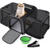image:imagePecute Cat Carrier Dog BackpackDoubleSided Expansion Handbag with Folding Bowl Black