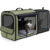 image:imagePecute Dog Car Carrier Light Weight 197169148in Dog Carrier Easy to Assemble Dog Car Crate Portable and BreathablePet Carrier for Indoor and Outdoor Dog Travel Crate with Curtain GrayGreen