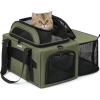 image:imagePecute Top Side Expandable Pet Carrier Airline Approved Dog Cat Carrier Breathable SoftSided with Locking Zippers Pet Travel Bag for Small Dog Cat Leakproof Pee Pad Olive Green