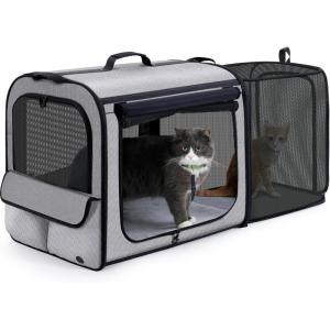image:imagePecute Dog Car Carrier Light Weight 197169148in Dog Carrier Easy to Assemble Dog Car Crate Portable and BreathablePet Carrier for Indoor and Outdoor Dog Travel Crate with Curtain GrayGray