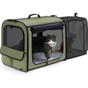 image:imagePecute Dog Car Carrier Light Weight 197169148in Dog Carrier Easy to Assemble Dog Car Crate Portable and BreathablePet Carrier for Indoor and Outdoor Dog Travel Crate with Curtain GrayGreen