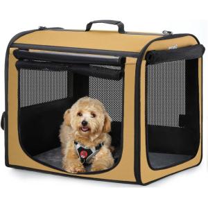 image:imagePecute Dog Car Carrier Light Weight 197169148in Dog Carrier Easy to Assemble Dog Car Crate Portable and BreathablePet Carrier for Indoor and Outdoor Dog Travel Crate with Curtain GrayKhaki