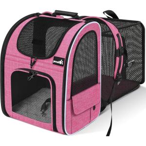 image:imagePecute Expandable Cat Backpack Carrier Backpack for Cats amp Small Dogs Up to 11lbs with 4Side Breathable Mesh MultiEntry amp Lockable Zippers for Travel Hiking Camping  Hands Free GreenPink