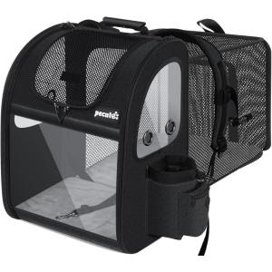 image:imagePecute Expandable Cat Backpack Carrier Backpack for Cats amp Small Dogs Up to 11lbs with 4Side Breathable Mesh MultiEntry amp Lockable Zippers for Travel Hiking Camping  Hands Free GreenBlack