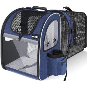 image:imagePecute Expandable Cat Backpack Carrier Backpack for Cats amp Small Dogs Up to 11lbs with 4Side Breathable Mesh MultiEntry amp Lockable Zippers for Travel Hiking Camping  Hands Free GreenBlue Expandable  Acrylic Window