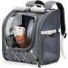 image:imagePecute Small Pet Carrier Breathable Small Animal Carrier with Transparent Bubble amp Steel Frame Safety Lock for Hamster Rabbit Bearded Dragon Guinea Pig Parrot Ideal for Hiking Vet Visits GrayGray