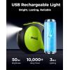 image:imagePecute Retractable Dog Leash with Flashlight 26ft Heavy Duty Retractable Pet Leash with Light OneButton Control AntiTwist Protection Reflective Leashes for Medium Large Pets Dogs Up to 110 lbsGreen with LED light
