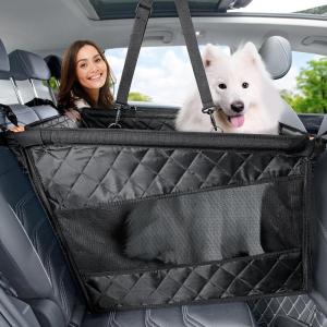 image:imagePecute HeavyDuty Dog Car Seat amp Back Seat Extender Hard PVC Support for Large Dogs up to 330 lbs  Cars SUVs amp Trucks  ScratchResistant Sofa Leather amp Breathable Mesh for Safe Stable Road Trips