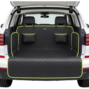 image:imageSUV Cargo Liner for Dogs Upgraded Scratchproof Leather 1417 Heightened Side Flaps 5315 x4055 Waterproof NonSlip Trunk Liner with Bumper Flap Universal Fit for SUVs Sedans Vans 3Row SUV
