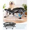 image:imagePecute Foldable Elevated Dog Bed with Sturdy Wire FramePortable Folding Pet Cot for Small DogBreathable Outdoor Dog Bed with NoSlip Feet amp Cooling MatChewProofTravelPatios OutdoorIndoorXLXLwith Cooling Blanket